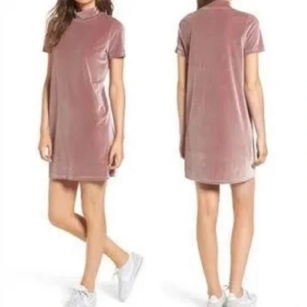 Pink Velvet Barbie Madewell Mockneck Mini Dress
